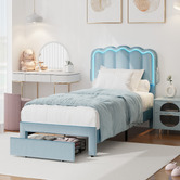Living Fusion Chloe Velvet Bed Frame with LED &amp; Drawers