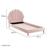 Living Fusion Pink Florin Single Velvet Kid's Bed Frame