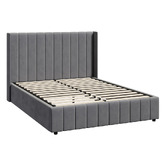 Living Fusion Meier Velvet Gas Lift Storage Bed Frame