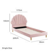 Living Fusion Pink Florin Single Velvet Kid's Bed Frame