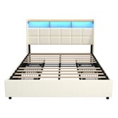 Living Fusion Tusca Upholstered Bed Frame with LED &amp; Underbed Drawers