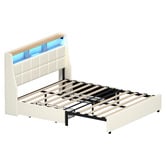 Living Fusion Tusca Upholstered Bed Frame with LED &amp; Underbed Drawers