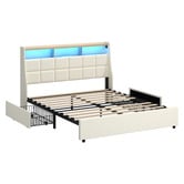 Living Fusion Tusca Upholstered Bed Frame with LED &amp; Underbed Drawers