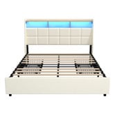 Living Fusion Tusca Upholstered Bed Frame with LED &amp; Underbed Drawers