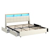 Living Fusion Tusca Upholstered Bed Frame with LED &amp; Underbed Drawers