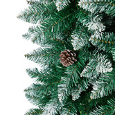 Living Fusion Frosted Green Slim Christmas Tree with Pine Cones