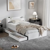 Living Fusion White Cassandra Bed with USB Port &amp; Drawers