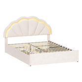 Living Fusion Gothel Velvet Bed Frame with LED &amp; Underbed Drawers