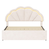 Living Fusion Gothel Velvet Bed Frame with LED &amp; Underbed Drawers