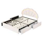 Living Fusion Gothel Velvet Bed Frame with LED &amp; Underbed Drawers