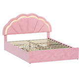 Living Fusion Gothel Velvet Bed Frame with LED &amp; Underbed Drawers