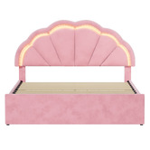 Living Fusion Gothel Velvet Bed Frame with LED &amp; Underbed Drawers