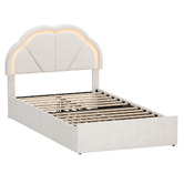 Living Fusion Gothel Velvet Bed Frame with LED &amp; Underbed Drawers
