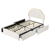 Living Fusion Gothel Velvet Bed Frame with LED &amp; Underbed Drawers