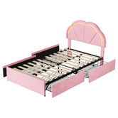 Living Fusion Gothel Velvet Bed Frame with LED &amp; Underbed Drawers