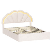 Living Fusion Gothel Velvet Bed Frame with LED &amp; Underbed Drawers