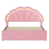Living Fusion Gothel Velvet Bed Frame with LED &amp; Underbed Drawers