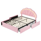 Living Fusion Gothel Velvet Bed Frame with LED &amp; Underbed Drawers