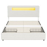 Living Fusion Claude Linen Bed Frame with LED &amp; Charging Station