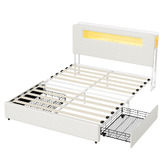 Living Fusion Claude Linen Bed Frame with LED &amp; Charging Station