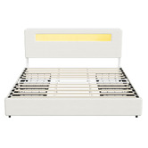 Living Fusion Claude Linen Bed Frame with LED &amp; Charging Station