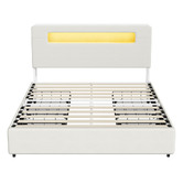 Living Fusion Claude Linen Bed Frame with LED &amp; Charging Station