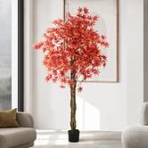 Living Fusion 180cm Red Potted Faux Maple Tree