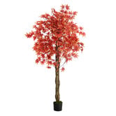 Living Fusion 180cm Red Potted Faux Maple Tree