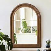 Living Fusion Zane Arched Paulownia Wood Wall Mirror