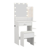 Living Fusion 2 Piece Kaiah LED Dressing Table &amp; Stool Set