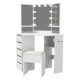 Living Fusion 2 Piece Iryss LED Dressing Table &amp; Stool Set