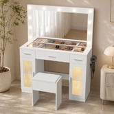 Living Fusion 2 Piece Lyrrah LED Dressing Table &amp; Stool Set