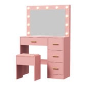 Living Fusion 2 Piece Elynor LED Dressing Table &amp; Stool Set