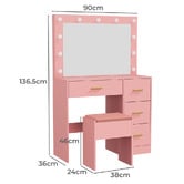 Living Fusion 2 Piece Elynor LED Dressing Table &amp; Stool Set