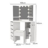 Living Fusion 2 Piece Iryss LED Dressing Table &amp; Stool Set
