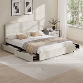 Living Fusion Warren Upholstered Bed Frame with Underbed Drawers