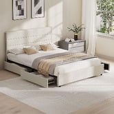 Living Fusion Warren Upholstered Bed Frame with Underbed Drawers