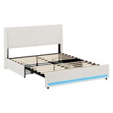 Living Fusion Reno Upholstered Bed Frame with LED &amp; Charging Station