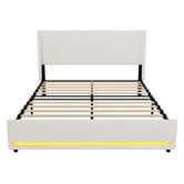 Living Fusion Reno Upholstered Bed Frame with LED &amp; Charging Station