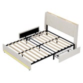 Living Fusion Reno Upholstered Bed Frame with LED &amp; Charging Station