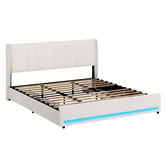 Living Fusion Reno Upholstered Bed Frame with LED &amp; Charging Station