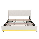 Living Fusion Reno Upholstered Bed Frame with LED &amp; Charging Station