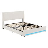 Living Fusion Reno Upholstered Bed Frame with LED &amp; Charging Station