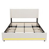 Living Fusion Reno Upholstered Bed Frame with LED &amp; Charging Station