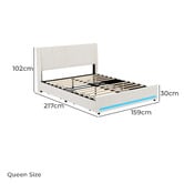 Living Fusion Reno Upholstered Bed Frame with LED &amp; Charging Station