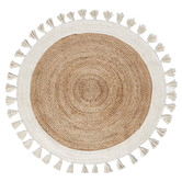 La Grace Home Bohemian Cream &amp; Natural Cotton-Blend Rug