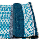 La Grace Home Blue Hand-Loomed Cotton Rug