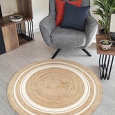 La Grace Home 120cm Reversible Jute &amp; Cotton Round Rug