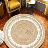 La Grace Home 120cm Reversible Jute &amp; Cotton Round Rug