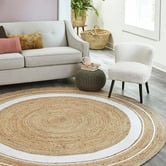 La Grace Home 120cm Reversible Jute &amp; Cotton Round Rug